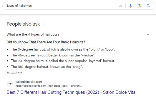 People Also Ask Featured Snippet - 1702 Digital