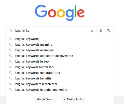Google Auto Suggest - Long Tail Keywords - 1702 Digital