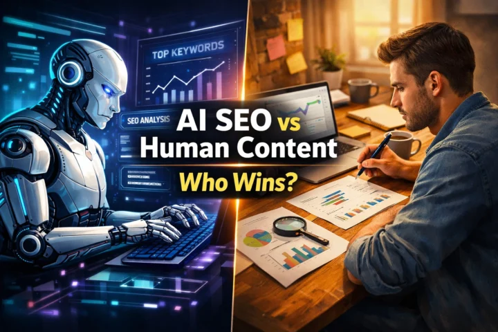 AI SEO vs human content comparison for rankings and traffic