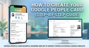Google People Card example showing Add Me to Search profile in Google search results